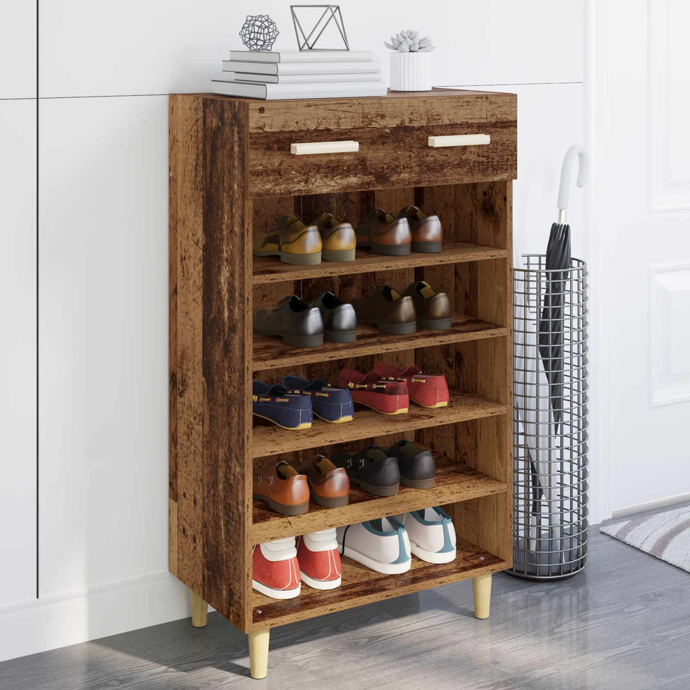 Vidaxl schoenenkast met lade oudhout 60 x 35 x 105 cm bewerkt hout