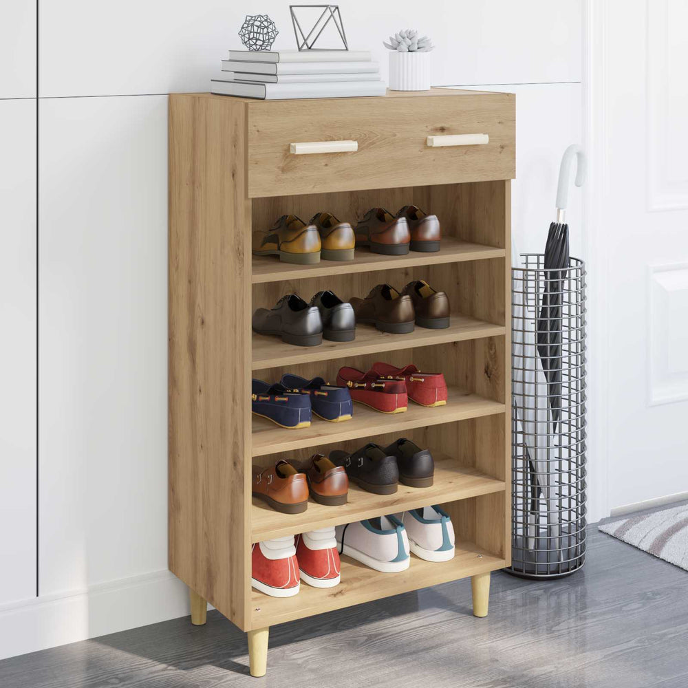 Vidaxl schoenenkast ambachtelijk eiken 60 x 35 x 105 cm bewerkt hout