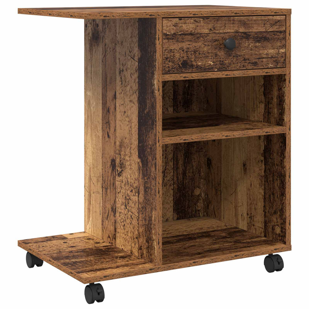 Vidaxl printerstand met lade oudhout 60 x 40 x 68.5 cm bewerkt hout