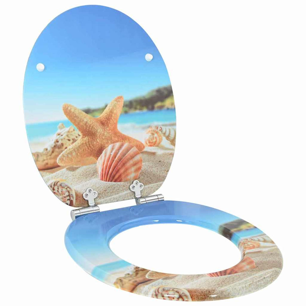 Vidaxl zachte sluit toiletbril zee schelp 44 x 38 cm mdf-plaat