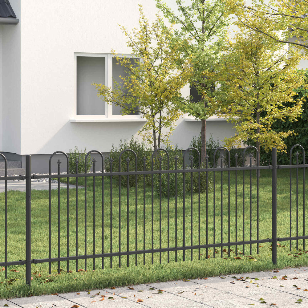 Vidaxl spike boog hek zwart 200 x 130 cm gepoedercoat staal
