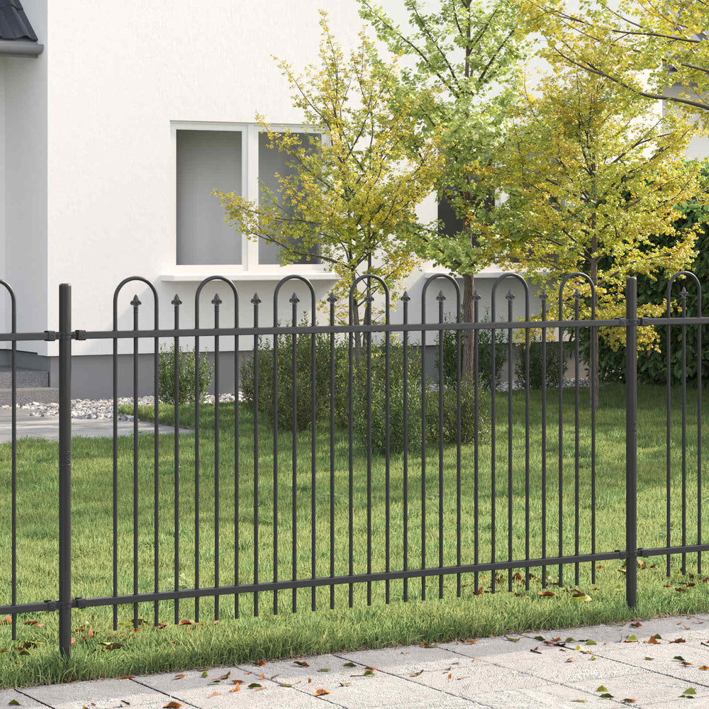 Vidaxl spike boog hek zwart 200 x 150 cm gepoedercoat staal