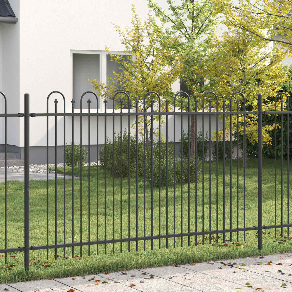 Vidaxl spike boog hek zwart 200 x 130 cm gepoedercoat staal