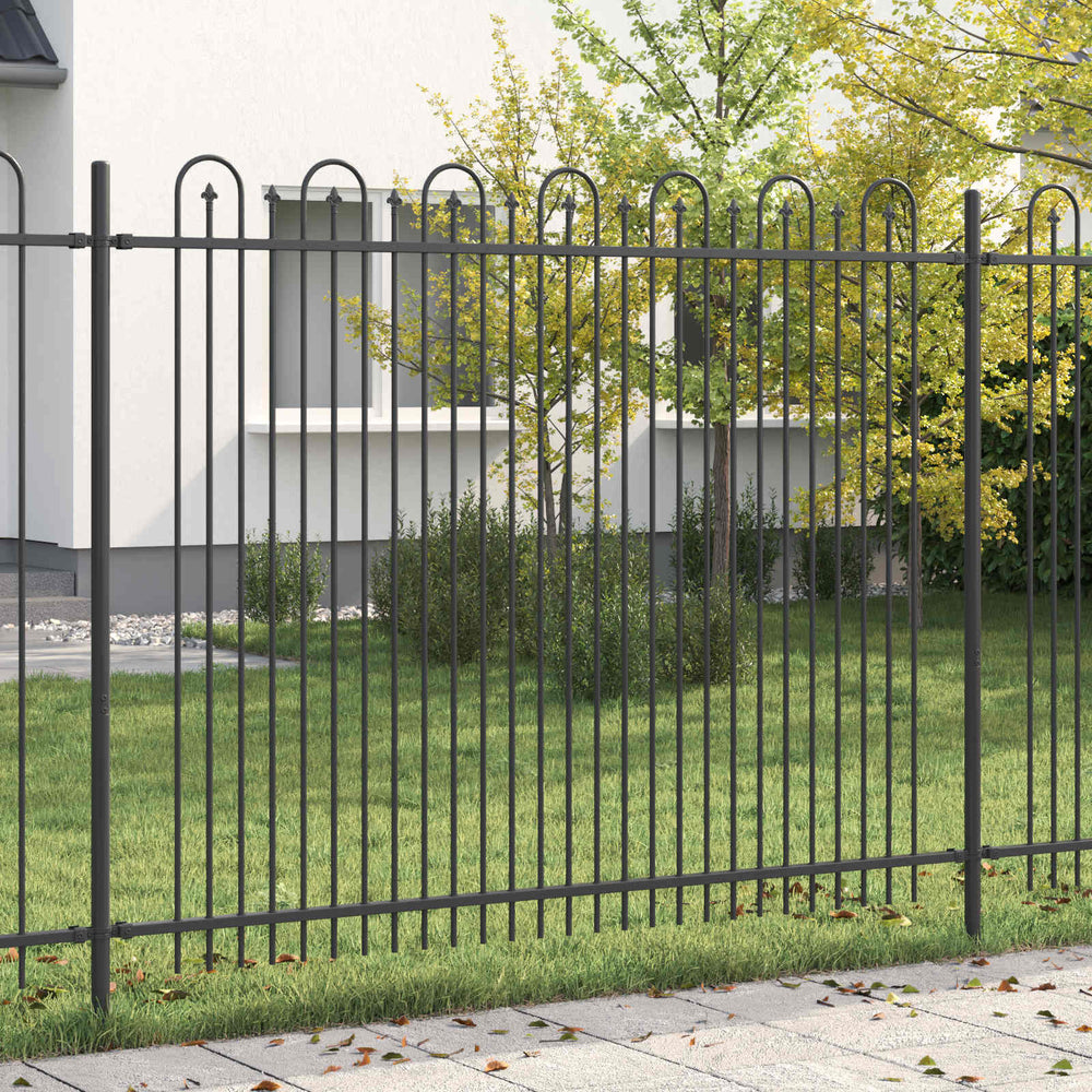 Vidaxl spike boog hek zwart 200 x 200 cm gepoedercoat staal
