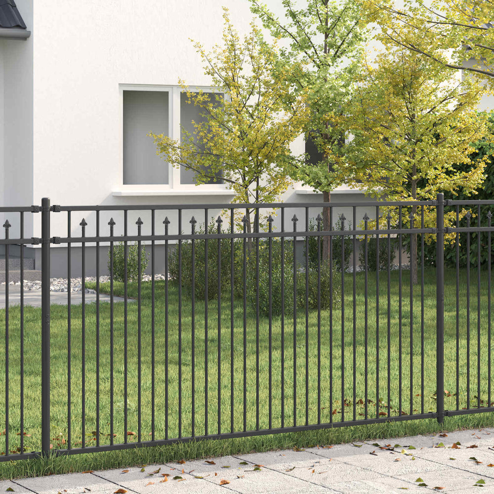 Vidaxl spike hek zwart 200 x 150 cm gepoedercoat staal