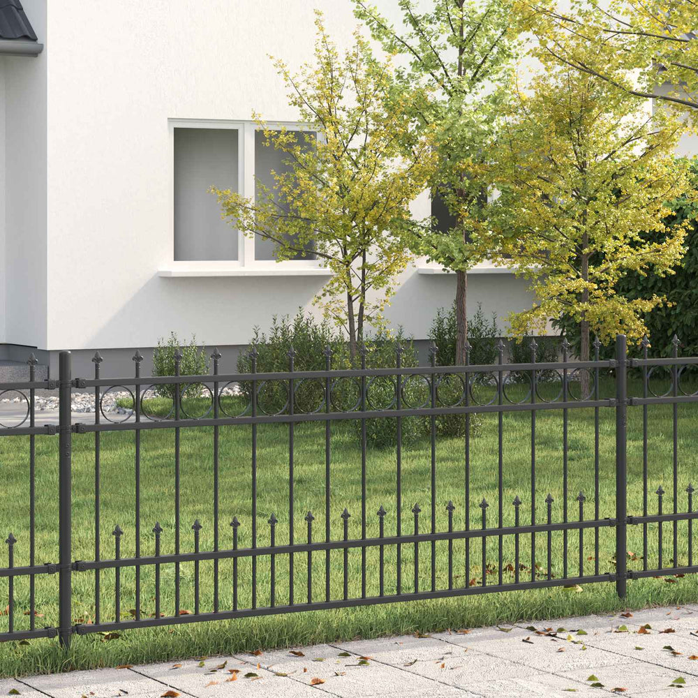 Vidaxl spike ring hek zwart 200 x 130 cm gepoedercoat staal