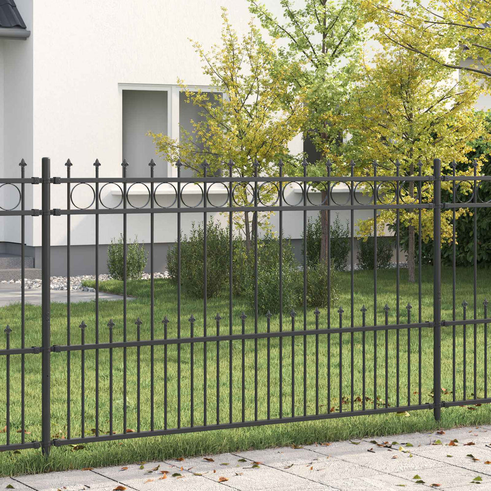 Vidaxl spike ring hek zwart 200 x 130 cm gepoedercoat staal