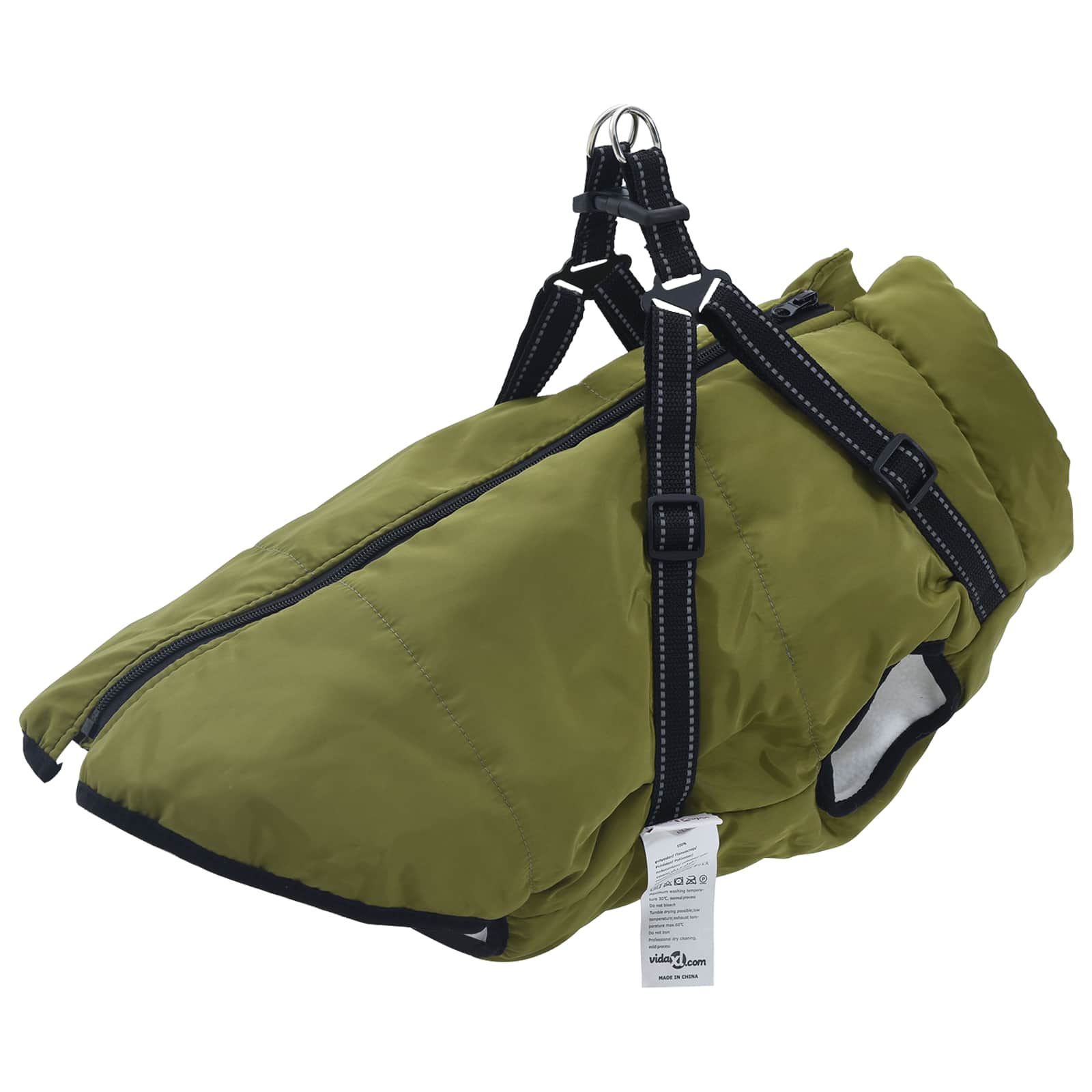Vidaxl hondenjas met harnas legergroen 6xl fleece en polyester