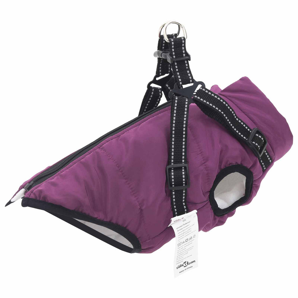 Vidaxl hondenjas met harnas paars xl fleece en polyester
