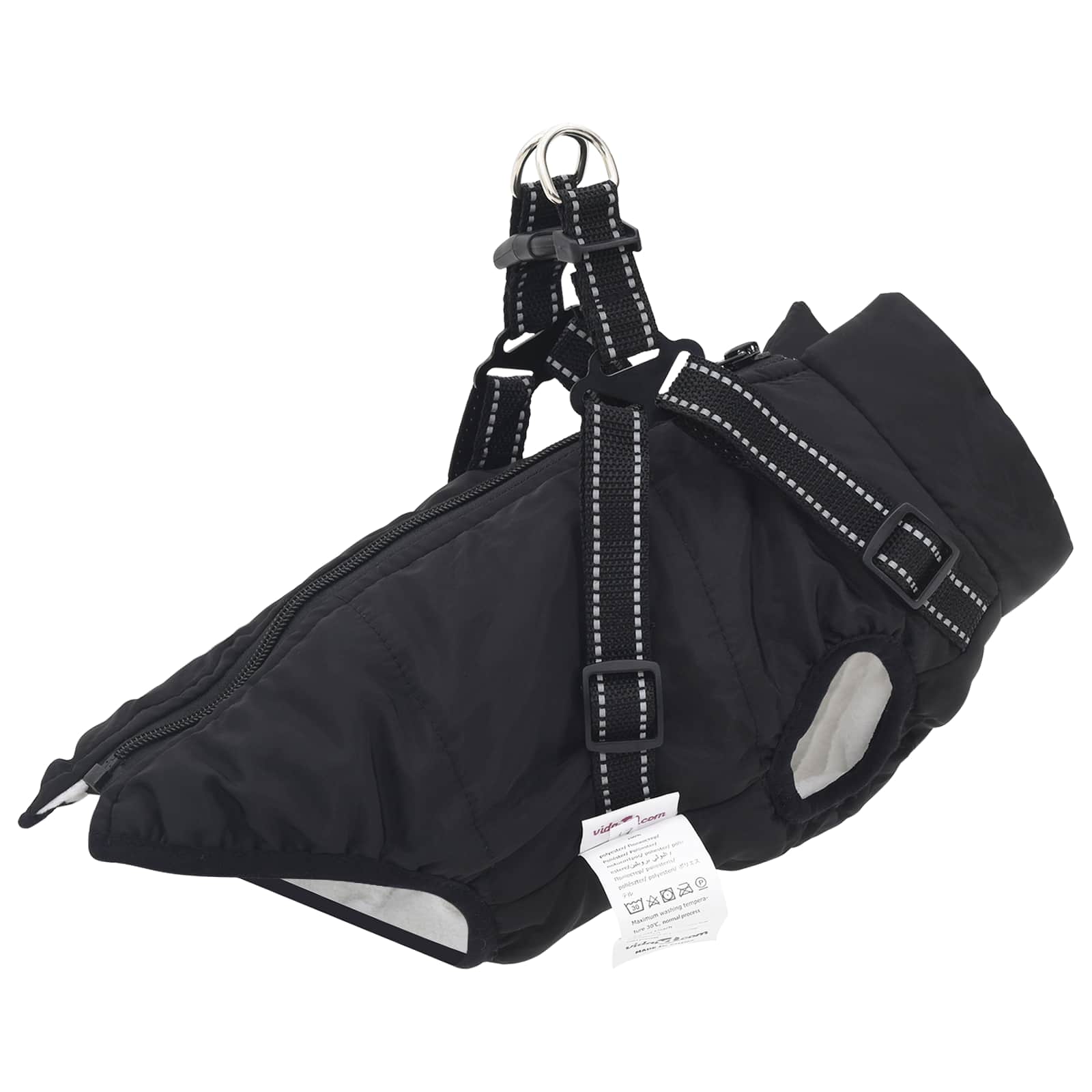 Vidaxl hondenjas met harnas zwart s fleece en polyester