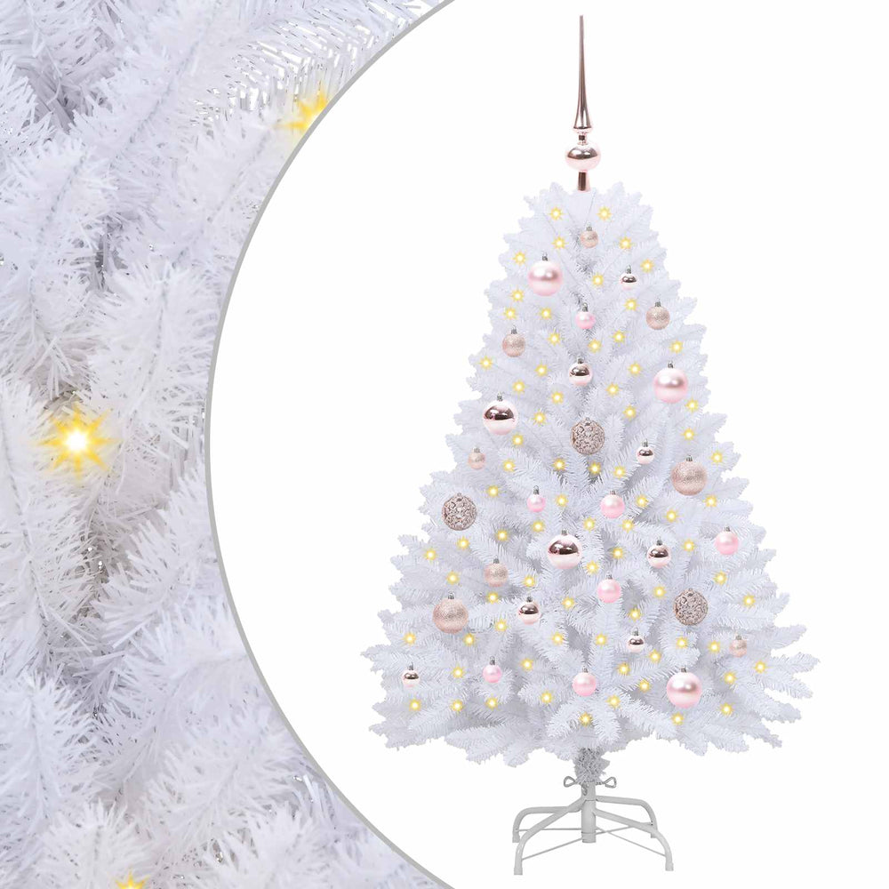 Vidaxl kunstmatige inklapbare kerstboom wit 120 cm pvc en staal