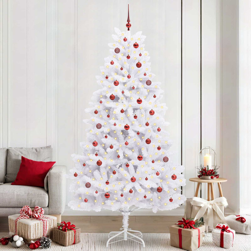 Vidaxl kunstmatige inklapbare kerstboom wit 240 cm pvc en staal