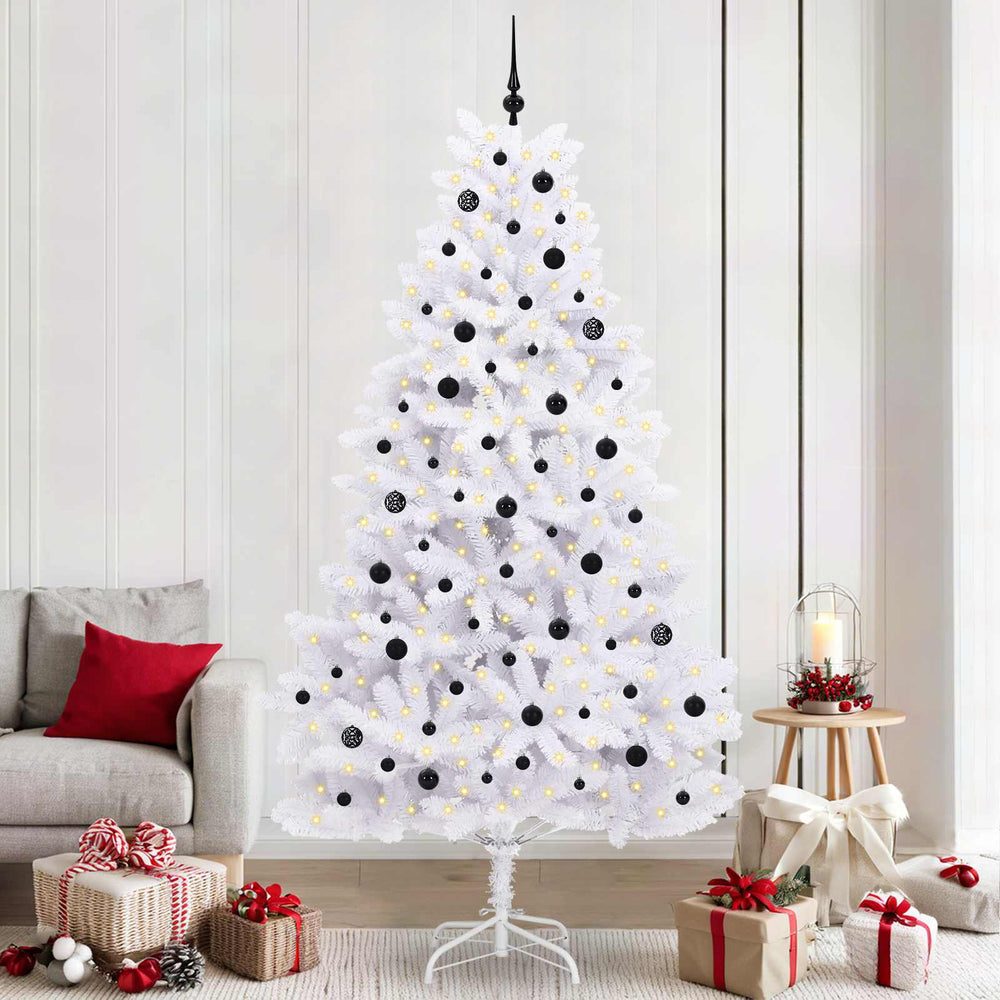 Vidaxl kunstmatige inklapbare kerstboom wit 240 cm pvc en staal