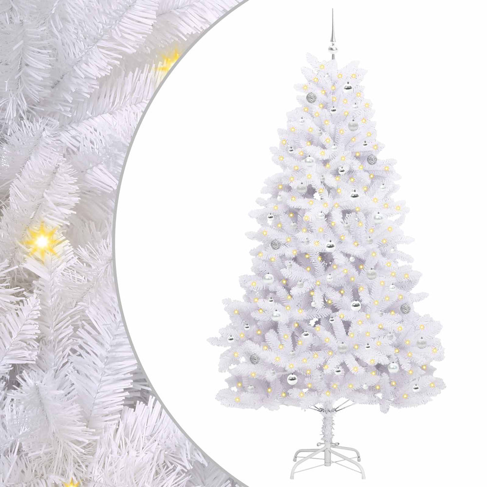 Vidaxl kunstmatige inklapbare kerstboom wit 240 cm pvc en staal