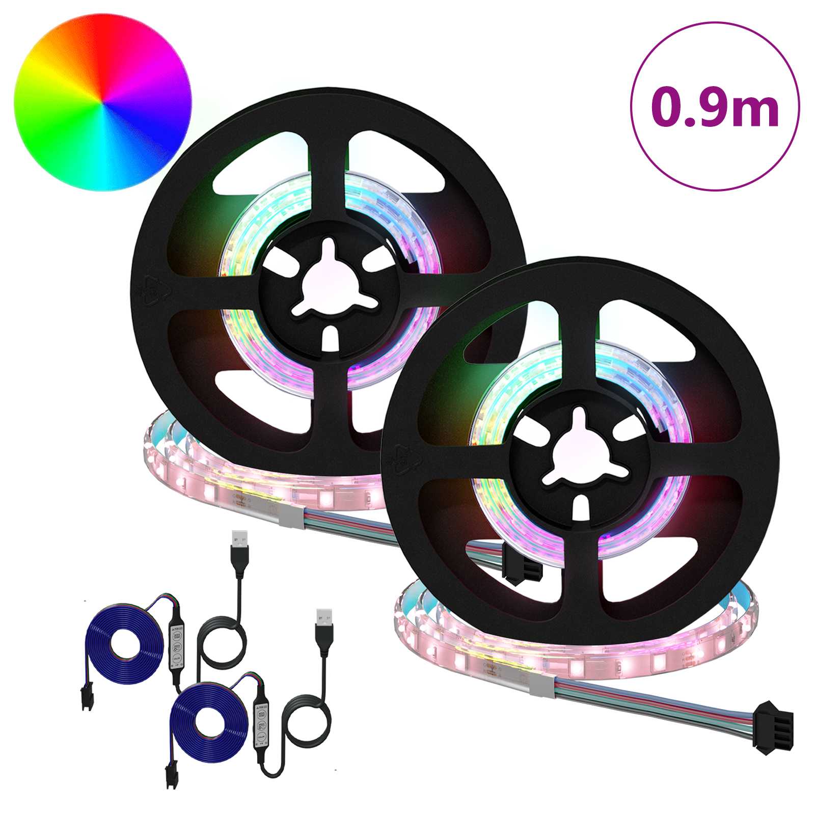 Vidaxl led-strip 2 st zwart en transparant koper en kunststof