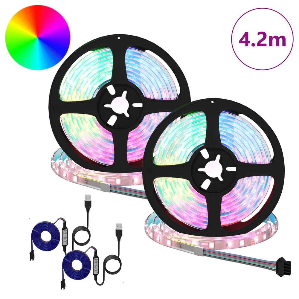 Vidaxl led-strip 2 pcs zwart en transparant 210 x 0,8 x 0,3 cm