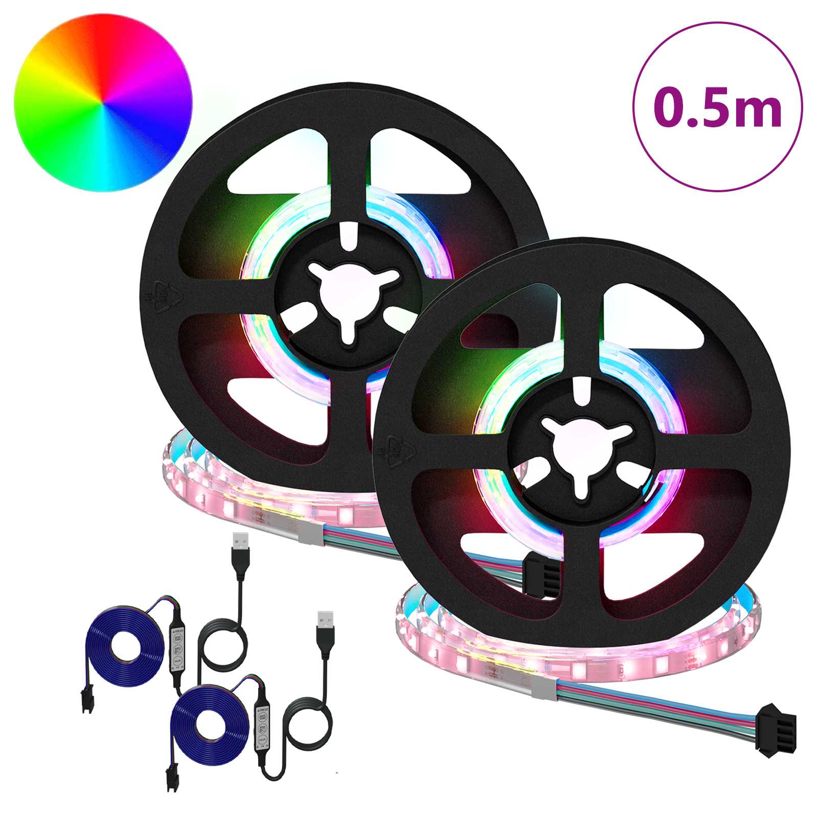 Vidaxl led-strip 2 st zwart en transparant koper en kunststof