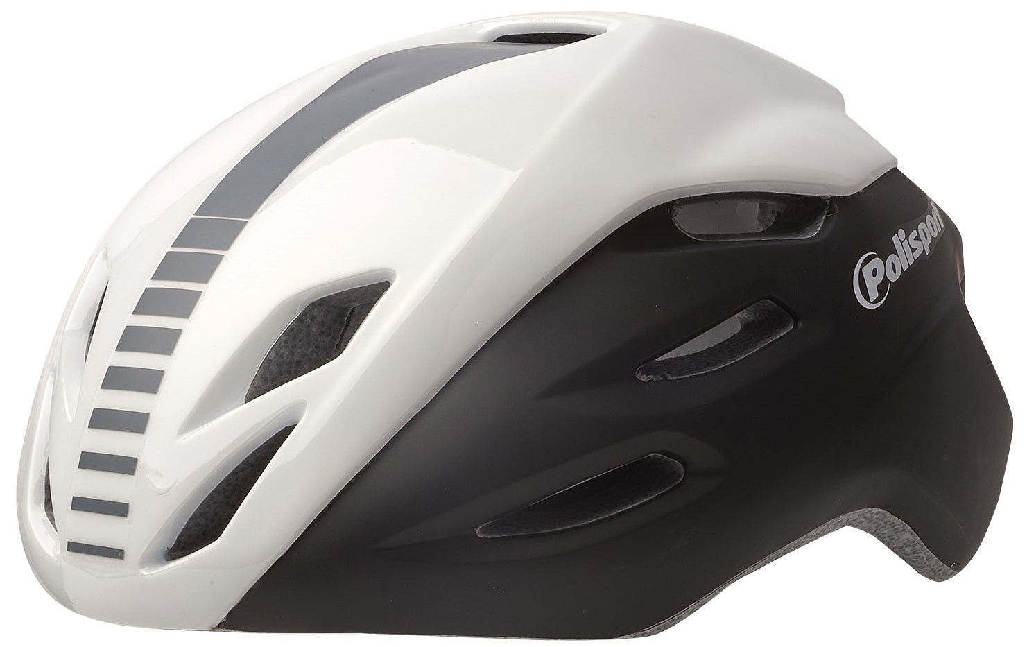 Casque de vélo Polisport Aero-R Medium 55-58 cm - noir mat blanc gris brillant
