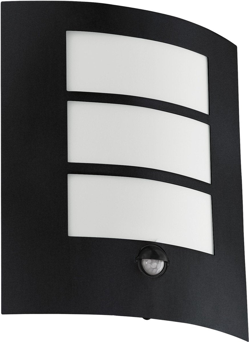 Eglo city wandlamp buiten - bewegingssensor - e27 - 26 cm - zwart wit
