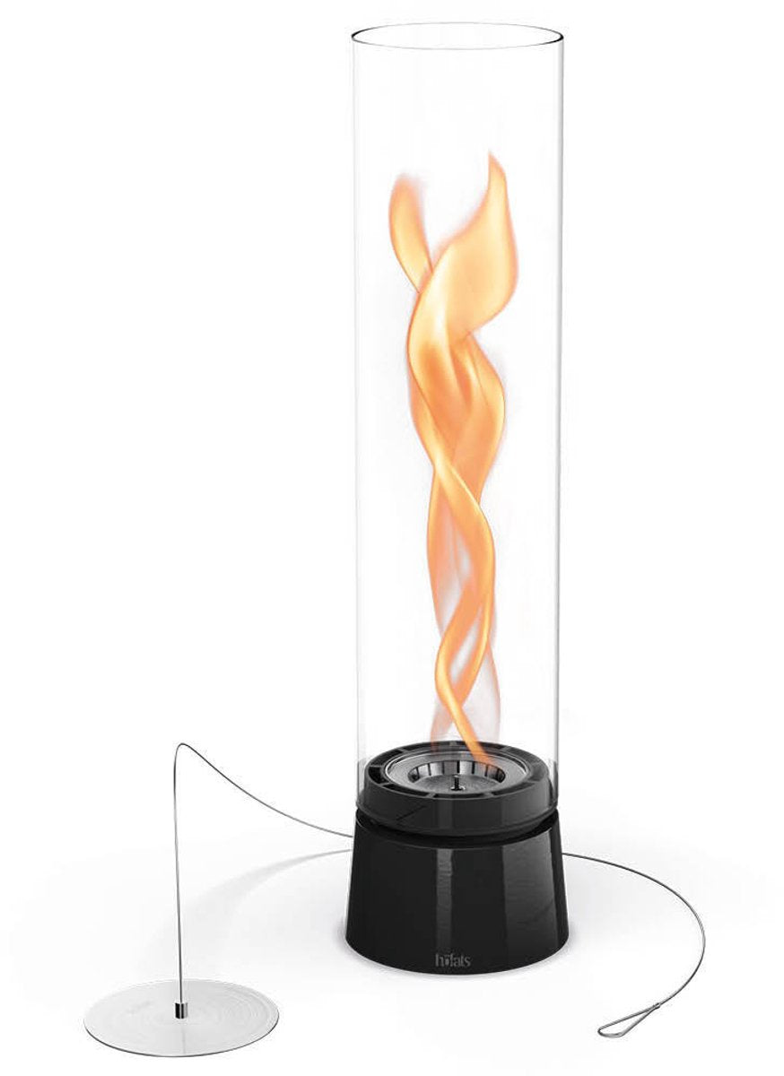 Höfats spin air tafelvuur 900 zwart tafelhaard voor binnen en buiten, moderne bio-ethanoltafelhaard met lange brandduur, innovatieve biobrandertechnologie, verwarmende haard met vlammenwerveling