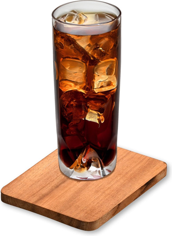Kesper onderzetters voor glazen - 8x - luxe acacia hout - d10 cm - bruin - gelakt - modern en klassiek
