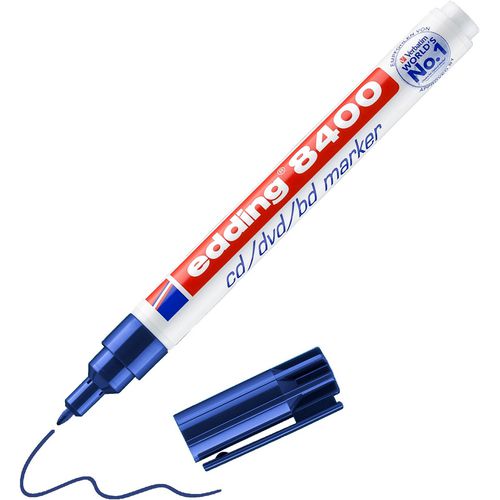 Cd-marker edding 8400 4-8400 003 breed 1mm blauw rond permanent geurloos