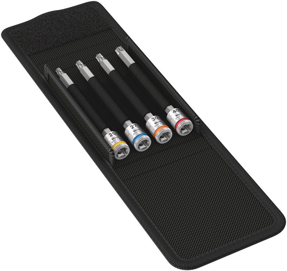 Wera 8767 a torx® hf 1 zyklop bitdoppen set torx dopsleutel (zwart zilver, 4-delig, met vasthoudfunctie, 1 4 -aandrijving)