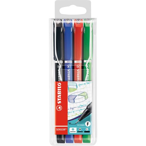 Stabilo Sensor Fineliners, 4 stuks.