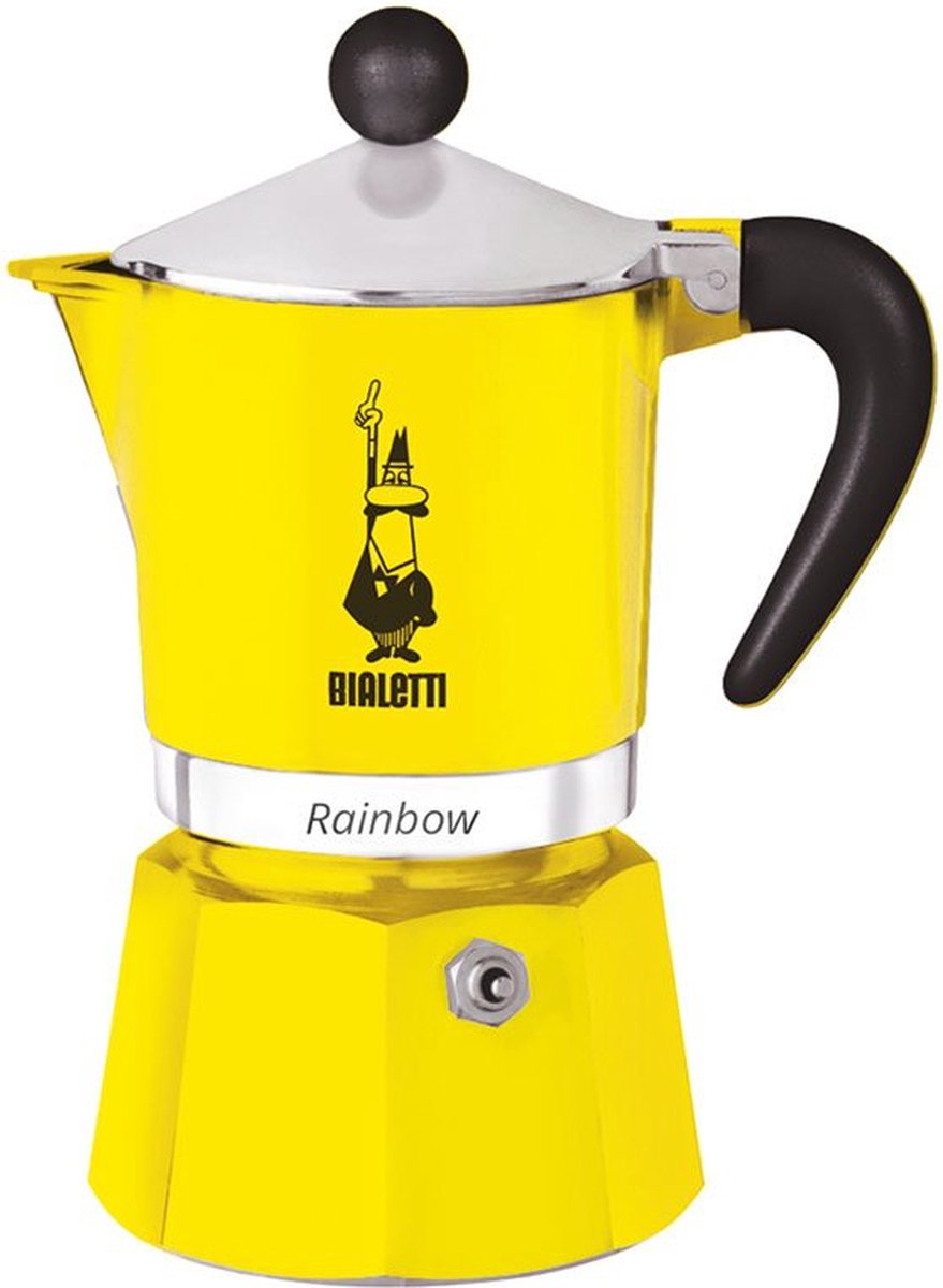 Bialetti rainbow percolator 1 kops geel – espresso maker – aluminium – italiaanse koffiezetter