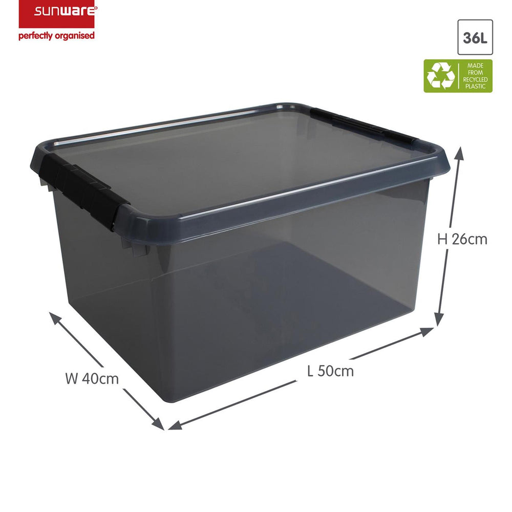 Sunware comfort line opbergbox 36l met deksel transparant grijs