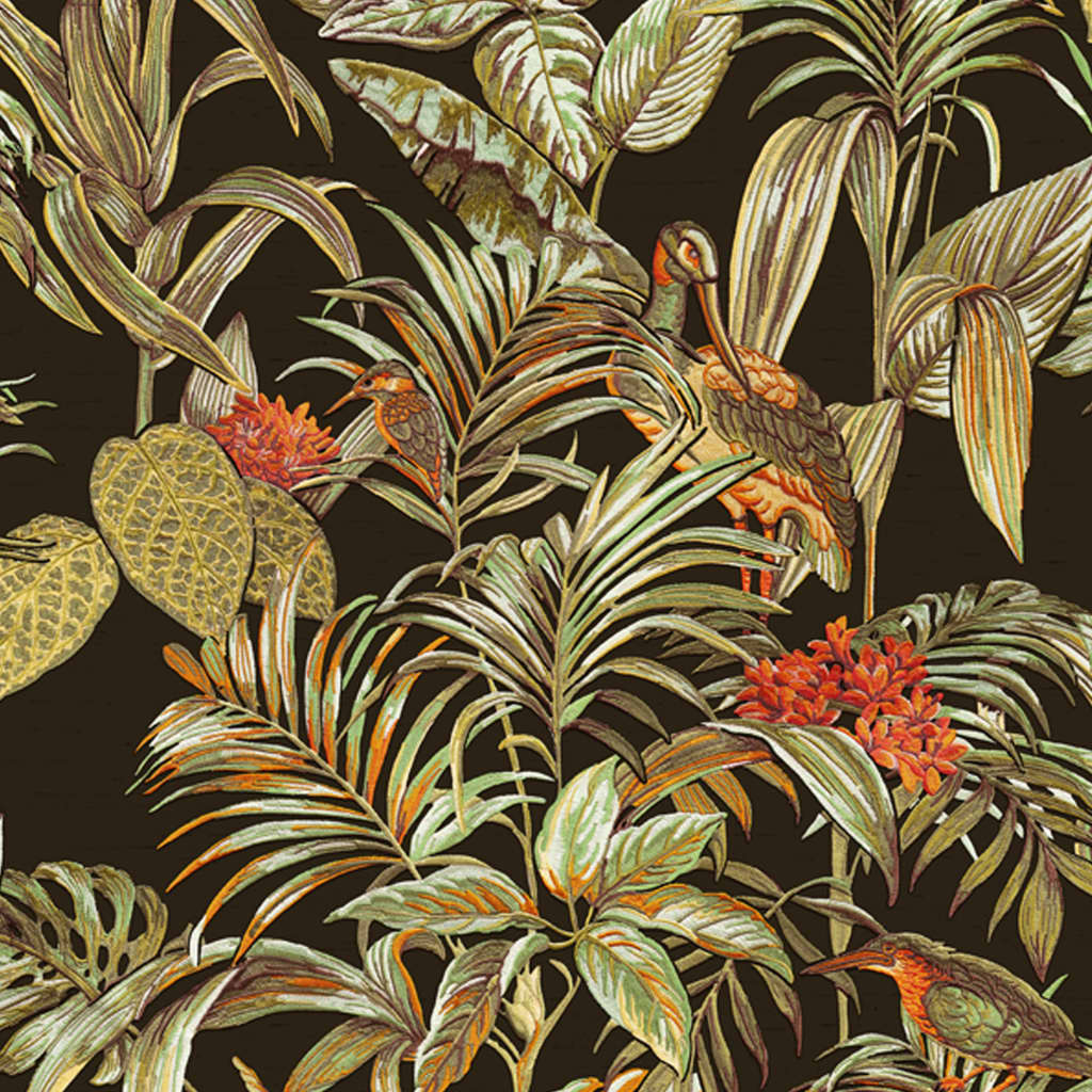 Dutch wallcoverings behang paradijsvogel zwart