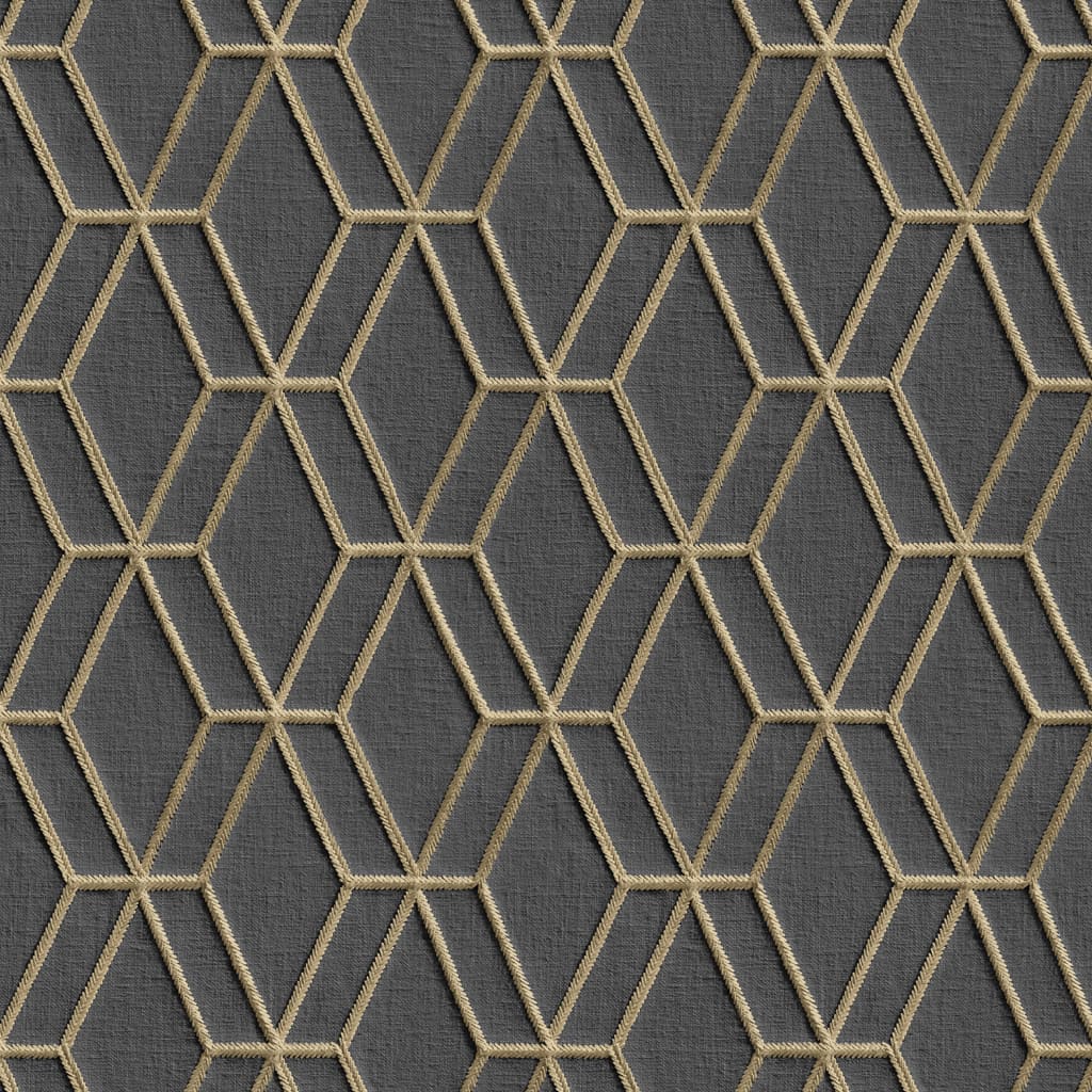 Dutch wallcoverings behang zeshoekig zwart en goudkleurig