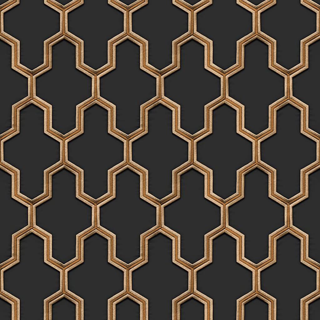 Dutch wallcoverings behang geometrisch zwart en goudkleurig