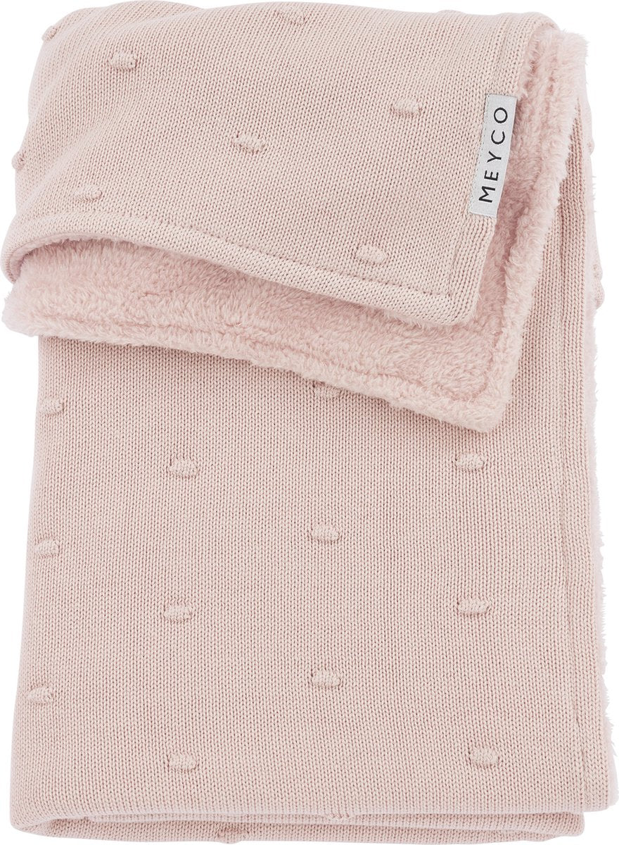 Meyco baby mini knots teddy ledikant deken - soft pink - 100x150cm - 2.0 tog