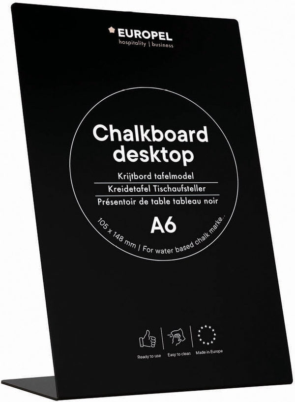 Europel krijtbord – l vorm - tafelmodel – a6 – zwart - hout