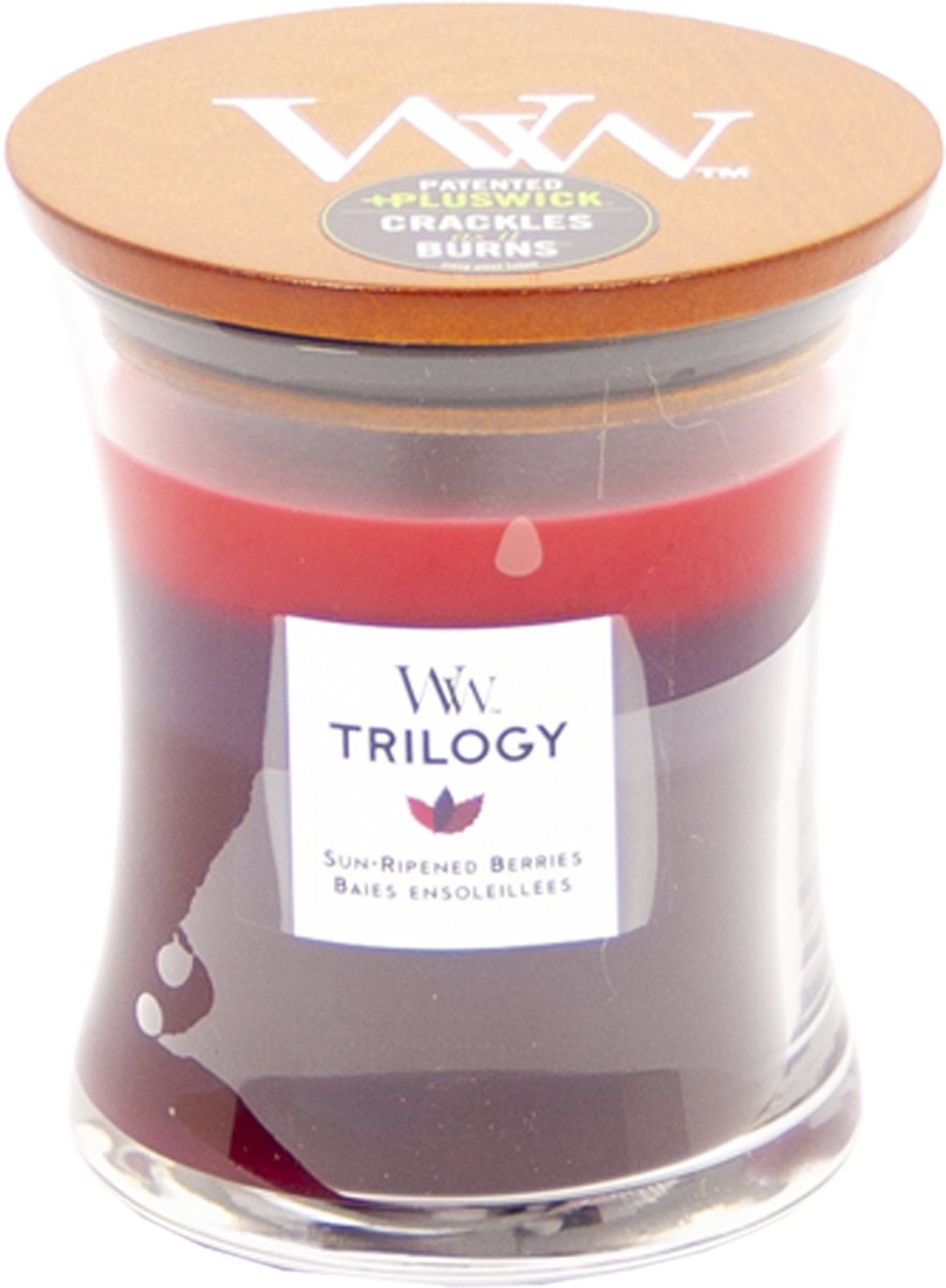 Woodwick hourglass trilogy medium geurkaars - sun ripened berries - 60 branduren