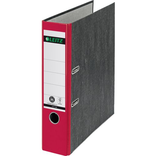 Ordner leitz 1080 karton papier breedte 8cm rood duimgat rugetiket schutblad