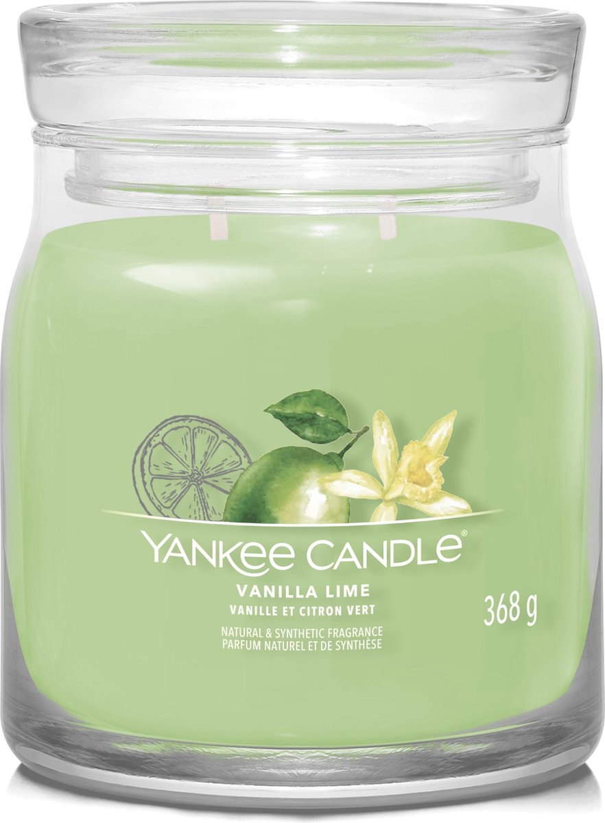 Yankee candle - vanilla lime medium geurkaars - 50 branduren - 2 lonten