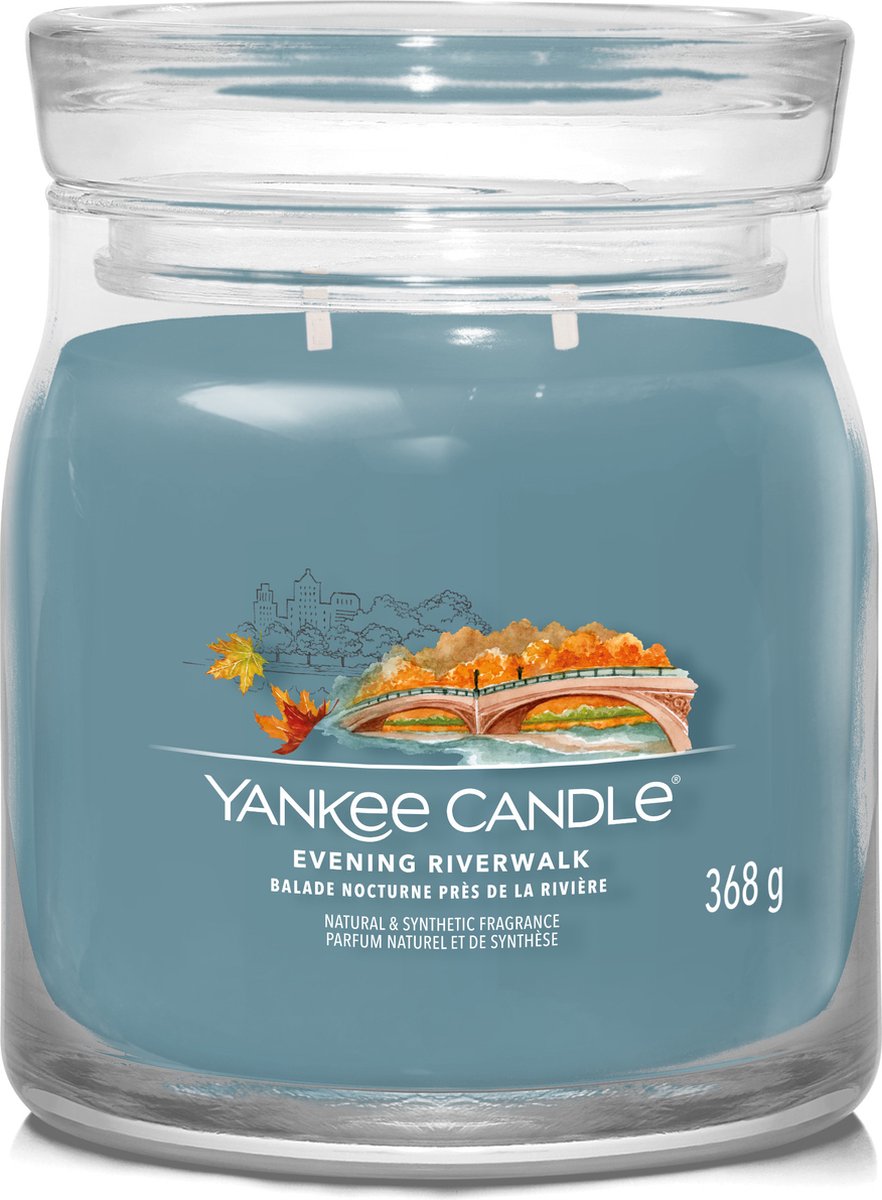 Yankee candle - evening riverwalk medium geurkaars - 50 branduren - 2 lonten
