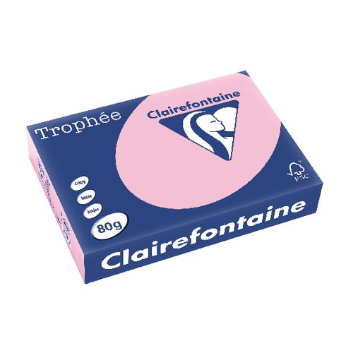 Gekleurd papier trophee clairefontaine 1973 80g m2 a4 pastelkleur roze