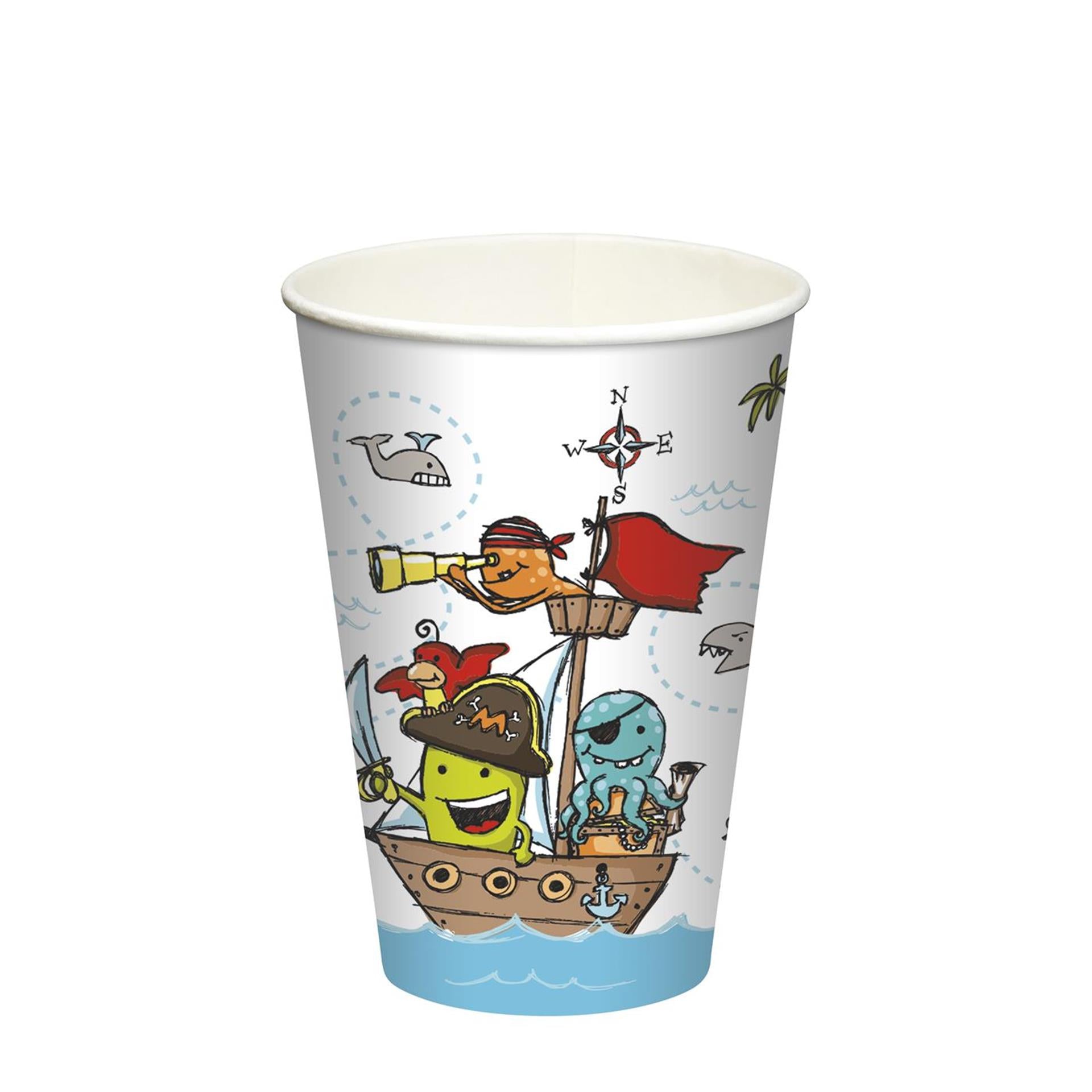 Papstar bekers pirate crew karton 0,2l ø7x9,7cm