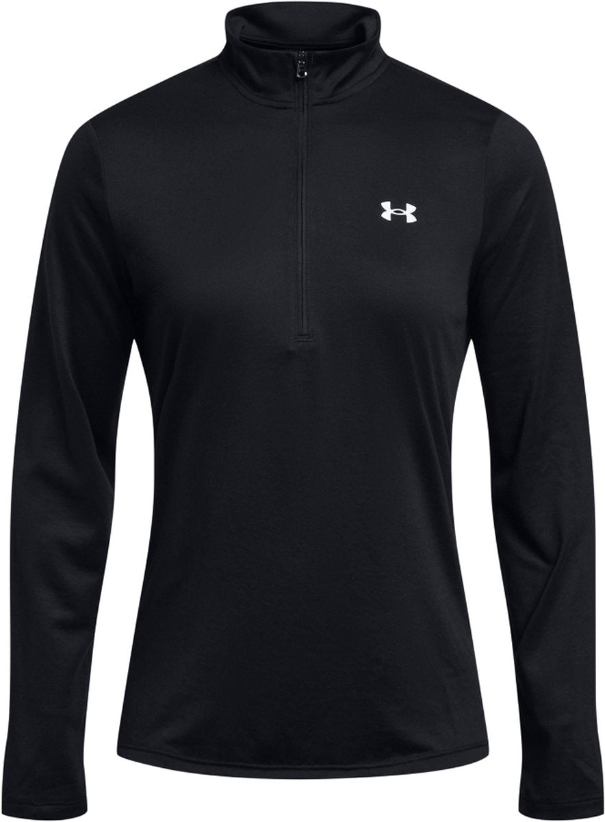 Under armour tech 1 2 zip- solid-blk dames sporttrui - zwart - wit