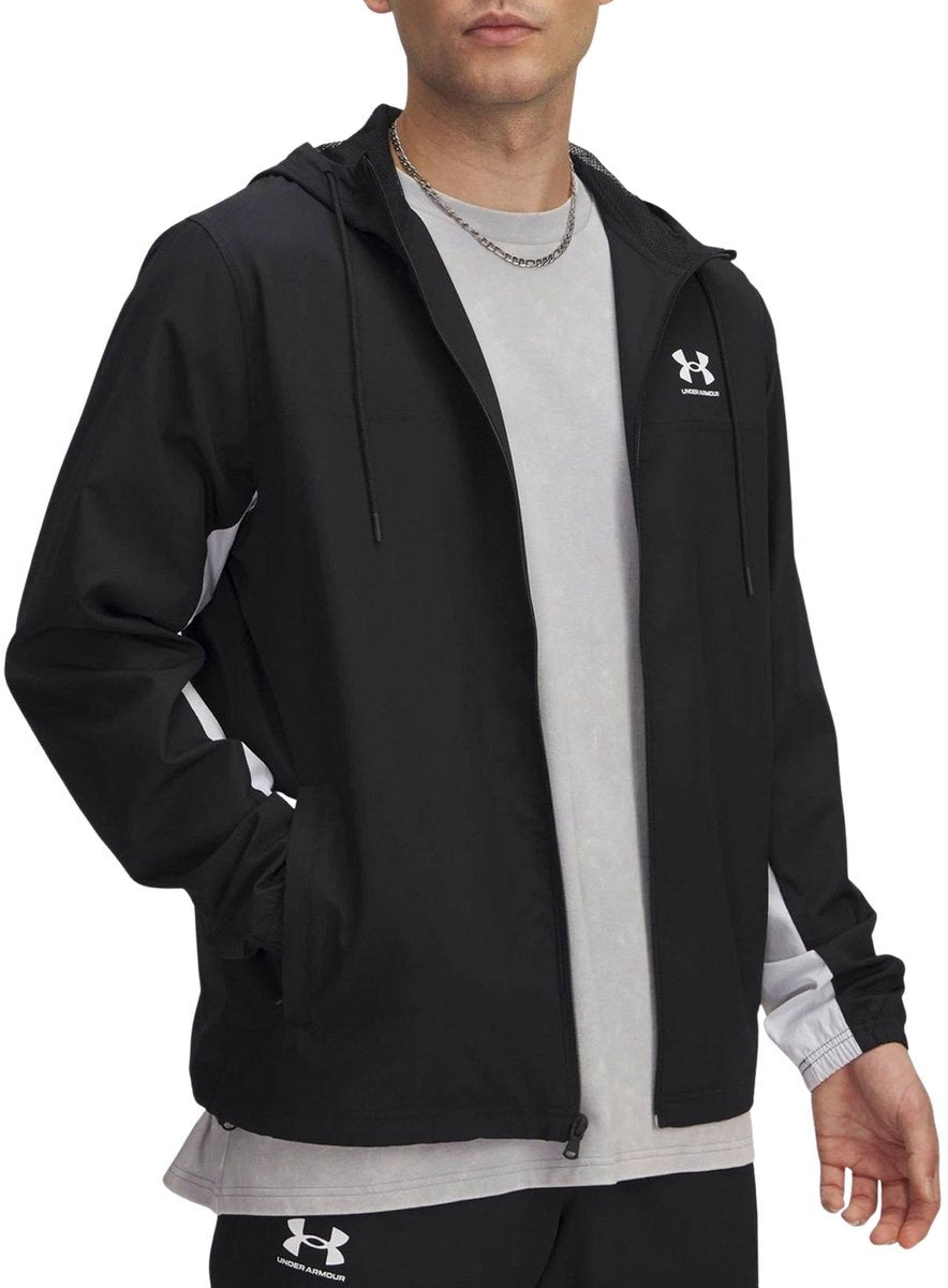 Under armour ua rival wvn windbreaker-blk heren sportjas - zwart - wit