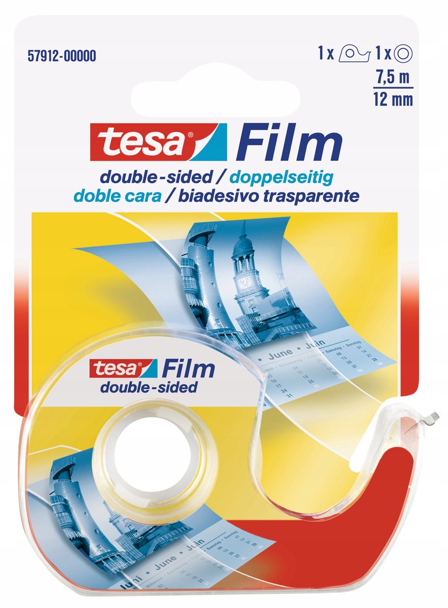 Tesa dubbelzijdige tape - plakband - 7,5m - met dispenser - knutselen - kantoor - hobby