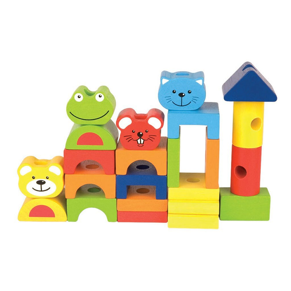 Pintoy 4 vrienden houten blokken trein