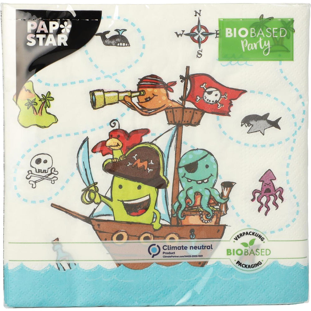 Papstar set a 20 servetten pirate crew 3-laags 33x33cm