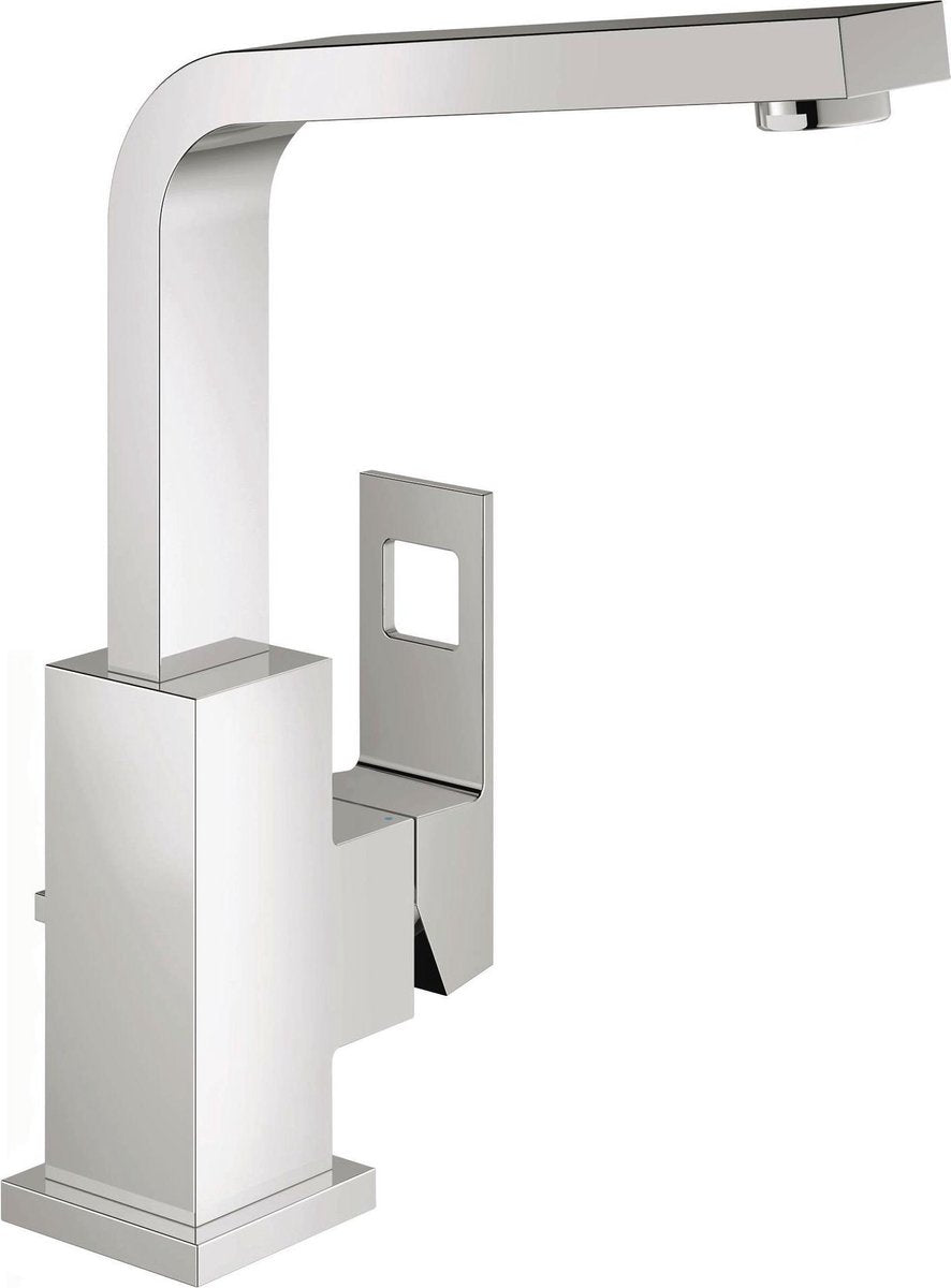 Grohe eurocube wastafelkraan - hoge uitloop - met trekwaste - chroom - waterbesparend