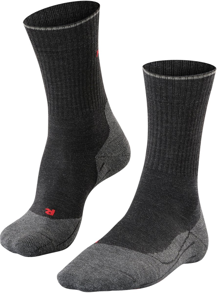 Falke tk2 explore wool silk medium padding wol functioneel materiaal wandelsokken heren grijs - maat 42-43