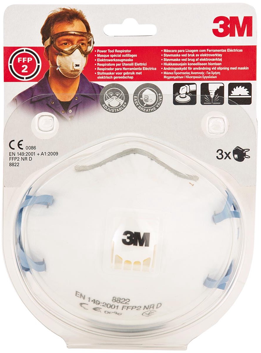 3m 8822c3 stofmasker met ventiel - ffp2 (3st)