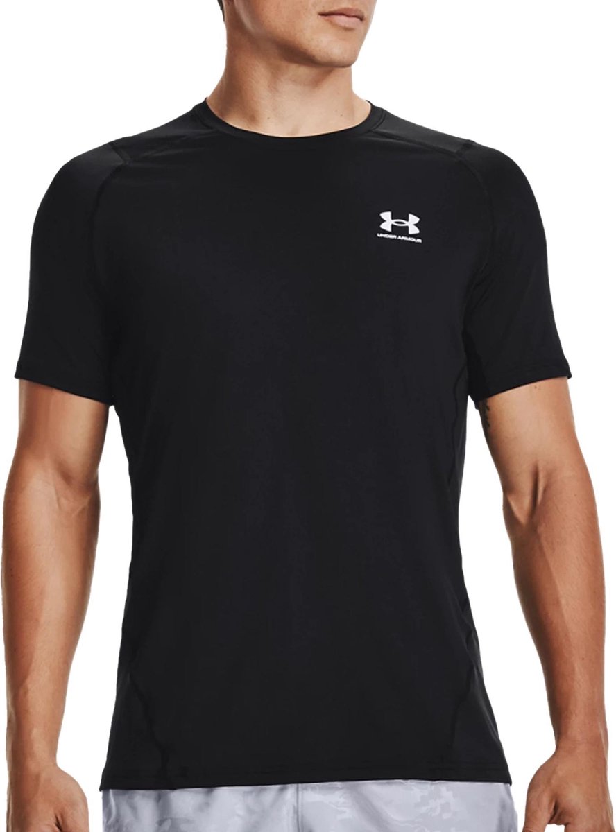 Under armour ua hg heatgear armour fitted short sleeve heren sportshirt - zwart - maat s